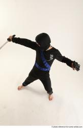 Man Young Athletic Fighting with sword Standing poses Casual Asian